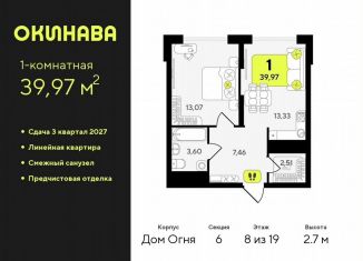 1-комнатная квартира на продажу, 40 м2, Тюменская область