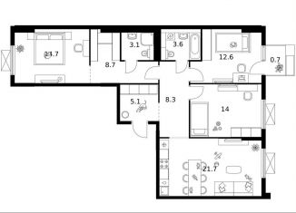 Продажа 3-комнатной квартиры, 93.2 м2, Зеленоград, жилой комплекс Зелёный Парк, 6.2