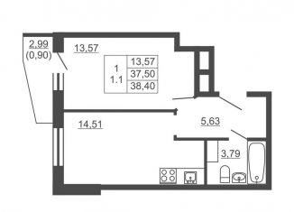 Продается 1-комнатная квартира, 38.4 м2, городской посёлок имени Свердлова