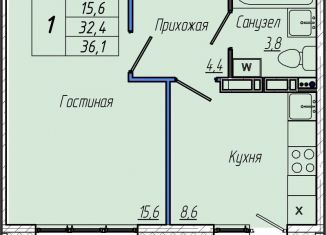 Продам однокомнатную квартиру, 36.1 м2, Кемерово, Центральный район, Притомский проспект, 30А