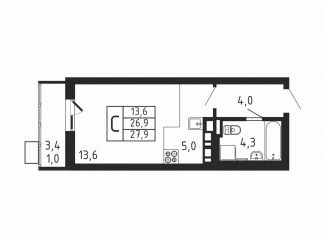 Продается квартира студия, 27.9 м2, деревня Пирогово, ЖК Пироговская Ривьера