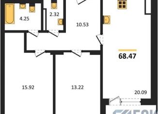 Продажа двухкомнатной квартиры, 68.5 м2, Воронеж, Московский проспект, 66