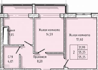 Продаю 2-ком. квартиру, 55.3 м2, Нальчик, улица Тарчокова, 127А, район Горная