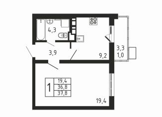 Продажа 1-комнатной квартиры, 37.8 м2, деревня Пирогово, ЖК Пироговская Ривьера