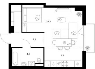 Продаю квартиру студию, 37 м2, Москва