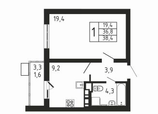 Продается 1-комнатная квартира, 38.4 м2, деревня Пирогово, ЖК Пироговская Ривьера