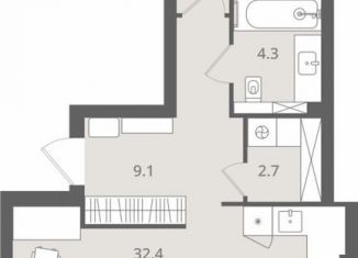 Продам 2-ком. квартиру, 64.2 м2, Калининград, Ленинградский район, Стекольная улица, 41