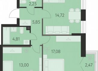 Продается 2-ком. квартира, 58.5 м2, Екатеринбург, улица Академика Ландау, 43