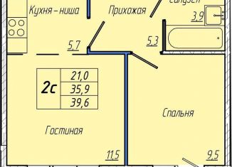 Однокомнатная квартира на продажу, 39.6 м2, Кемерово, Притомский проспект, 30А, Центральный район