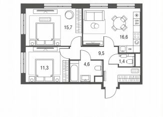 Продается трехкомнатная квартира, 60.8 м2, Москва, ЖК Сиреневый парк, Тагильская улица, 2к1