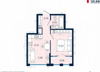 Однокомнатная квартира на продажу, 35.7 м2, Екатеринбург, Сибирский тракт, 13-й километр