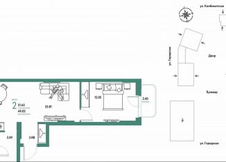 Продажа двухкомнатной квартиры, 51.4 м2, Екатеринбург, метро Ботаническая