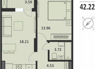 Продается однокомнатная квартира, 42.2 м2, Курск, Хуторская улица, 33