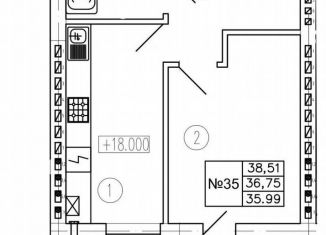 1-ком. квартира на продажу, 38.5 м2, Пионерский