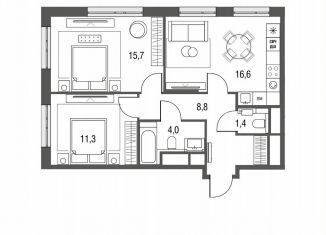 Продается 3-комнатная квартира, 59.4 м2, Москва, ЖК Сиреневый парк, Тагильская улица, 2к1