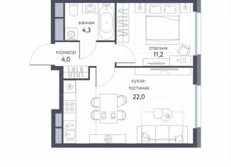 Продаю 2-ком. квартиру, 41.5 м2, Москва, ЖК Сиреневый парк