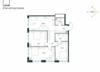 Продаю 3-ком. квартиру, 89.5 м2, Москва, жилой комплекс Левел Южнопортовая, 1