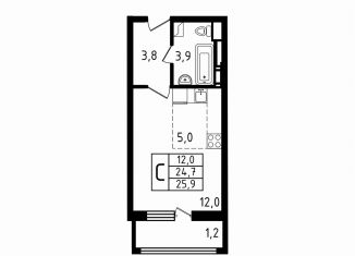 Продается квартира студия, 25.9 м2, деревня Пирогово, ЖК Пироговская Ривьера, улица Ильинского, 8к2