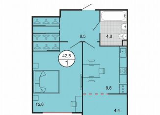 Продам однокомнатную квартиру, 42.5 м2, Ставропольский край