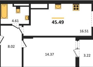 Продаю 1-комнатную квартиру, 45.5 м2, поселок Малое Исаково