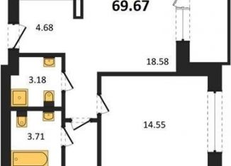 Продаю 2-комнатную квартиру, 69.7 м2, Калининград, Арсенальная улица, 31к1