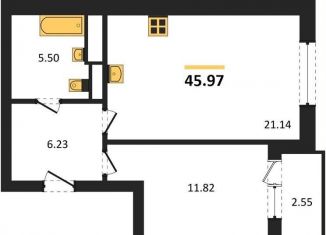 Продается 1-ком. квартира, 46 м2, Калининград, Ленинградский район