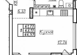 Продается 1-ком. квартира, 43.2 м2, Пионерский