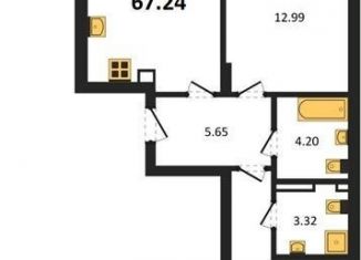 Продажа 2-ком. квартиры, 67.2 м2, Калининград, Батальная улица, 65Б, Московский район