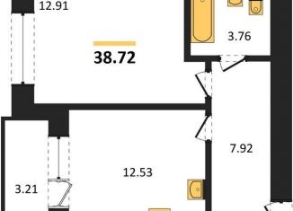 Продаю 1-комнатную квартиру, 38.7 м2, Калининград, Московский район, Крейсерская улица, 13к1