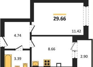 1-комнатная квартира на продажу, 29.7 м2, Калининград