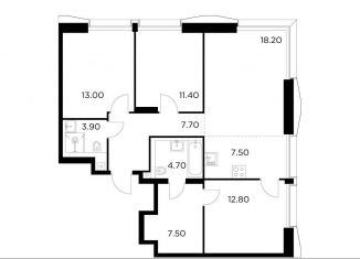 4-комнатная квартира на продажу, 86.7 м2, Москва, метро Водный стадион