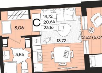 Продается квартира студия, 23.2 м2, Краснодарский край