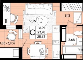 Продаю квартиру студию, 25.6 м2, Краснодарский край