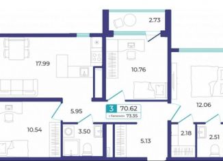 Продам 3-ком. квартиру, 73.4 м2, Тюмень, Центральный округ, улица Щербакова, 136