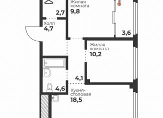 Продается 2-ком. квартира, 55 м2, Челябинск