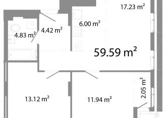 Продам трехкомнатную квартиру, 59.6 м2, Челябинск