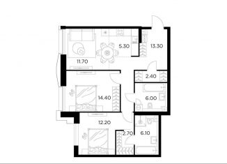 Трехкомнатная квартира на продажу, 74.1 м2, Москва, метро Водный стадион