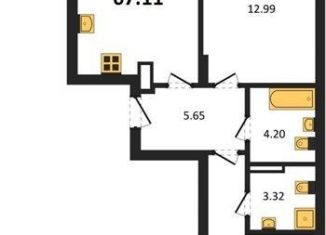 Продается двухкомнатная квартира, 67.1 м2, Калининград, Московский район, Батальная улица, 65Б