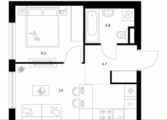 Продам 1-комнатную квартиру, 31.7 м2, Москва, жилой комплекс Москворечье, 1.3, метро Каширская