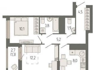 Продажа 2-комнатной квартиры, 47.4 м2, Екатеринбург, метро Чкаловская, Черкасская улица, 3