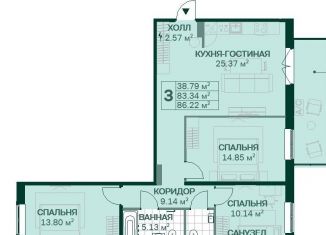 3-ком. квартира на продажу, 82.9 м2, Санкт-Петербург, Магнитогорская улица, 3к2, Красногвардейский район