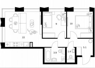 Продается 2-ком. квартира, 51.4 м2, Москва, район Западное Дегунино