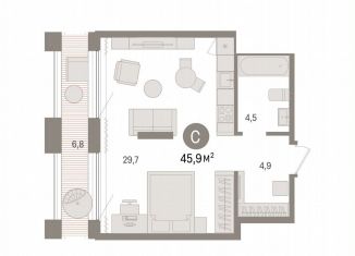 Продаю квартиру студию, 45.9 м2, Тюмень, Калининский округ