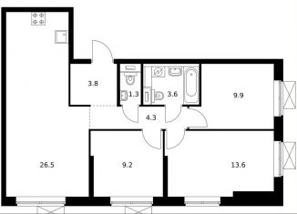 Продается трехкомнатная квартира, 71.5 м2, Москва, Бульвар Рокоссовского, Тагильская улица, 3к3