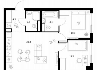 Продажа двухкомнатной квартиры, 52.3 м2, Москва, район Очаково-Матвеевское