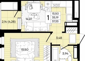 Продажа 1-комнатной квартиры, 37.3 м2, Краснодар, Народная улица, 23, микрорайон Северный