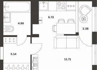 Продам 1-ком. квартиру, 30.8 м2, Тула