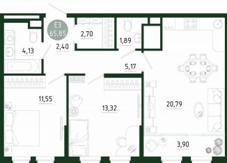 Продажа 2-комнатной квартиры, 65.9 м2, Тула, Привокзальный территориальный округ