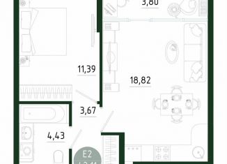 Продам однокомнатную квартиру, 42.1 м2, Тула, Привокзальный территориальный округ