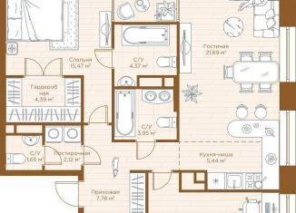 Продам квартиру свободная планировка, 88.8 м2, Казань, Ново-Савиновский район